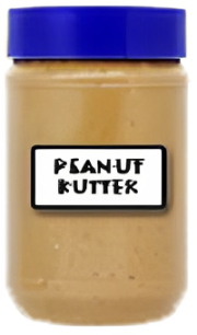 A jar of peanut butter with the label " peanutkutter ".